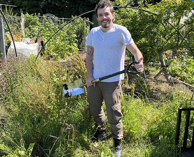 Ready or Not? Dan Goss, pictured, founder of the website Start Prepping UK, grows his own food and stores essentials in case of financial problems.