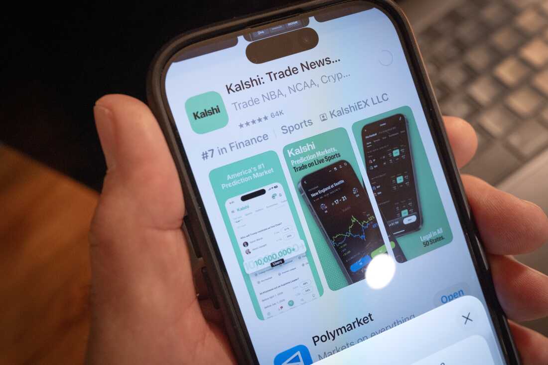 The Kalshi app, a pre-ordered website, is displayed on the phone. Many states have tried to ban the company from operating, citing national gambling laws. But the federal government has sued to block those state laws to allow Kalshi and other predicted markets to operate.